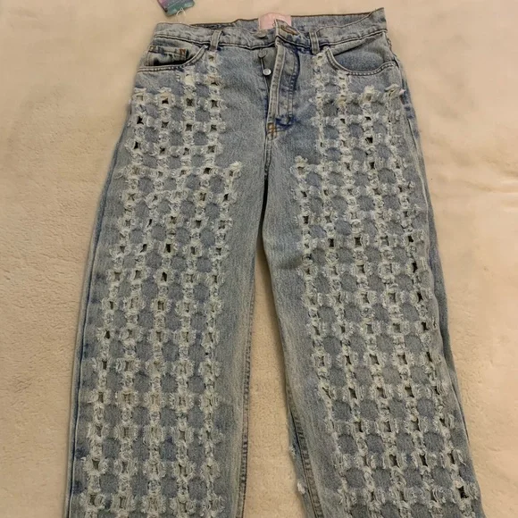 REVICE Blue High Rise Star Pattern Jeans - Picture 1 of 4